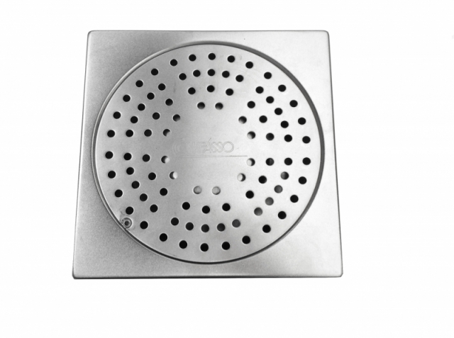 Pozzetto sifonato leggero 200x200  con scarico verticale e copertura a fori 