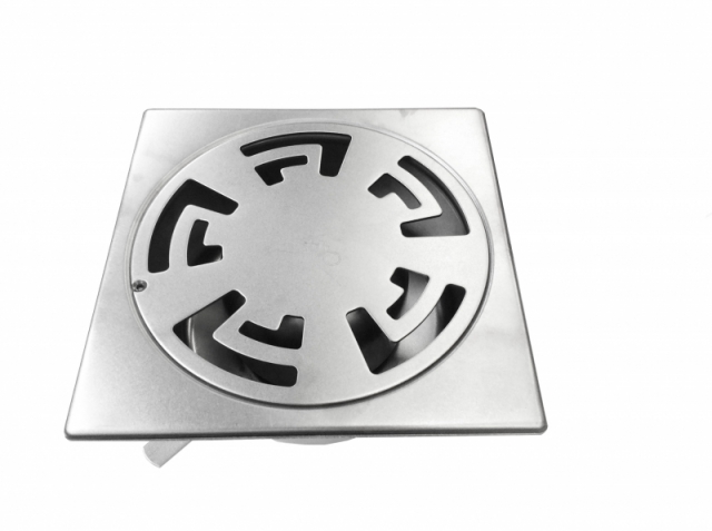 Pozzetto sifonato leggero 100x100 con scarico orizzontale e copertura design 