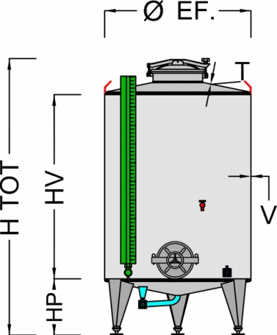 Storage tank with conical bottom capacity hl 150