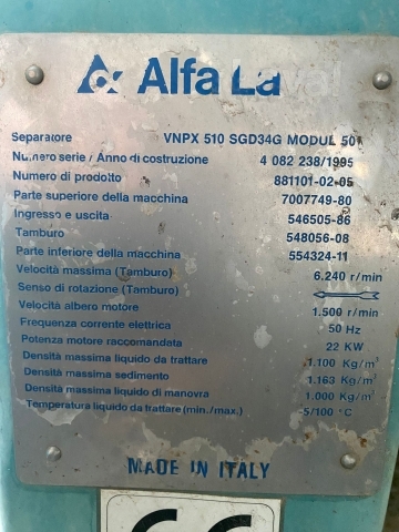 Centrifuga alfa laval 