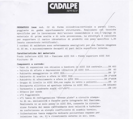 N5. serbatoi 150hl da stoccaggio in acciaio inox 316